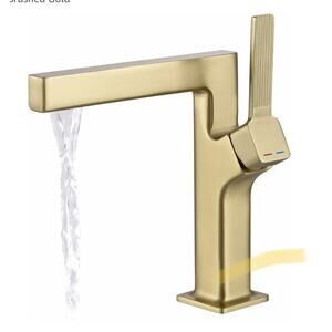 Waterfall Bathroom Sink Faucet, Single Handle, Single Hole Bathroom Faucet